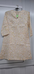 Kurta Crudo Bordado Floral Dorado
