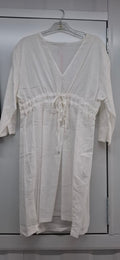 Kaftan Blanco Lino Cintura Fruncida