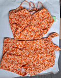 Conjunto Naranja Floral Top y Short