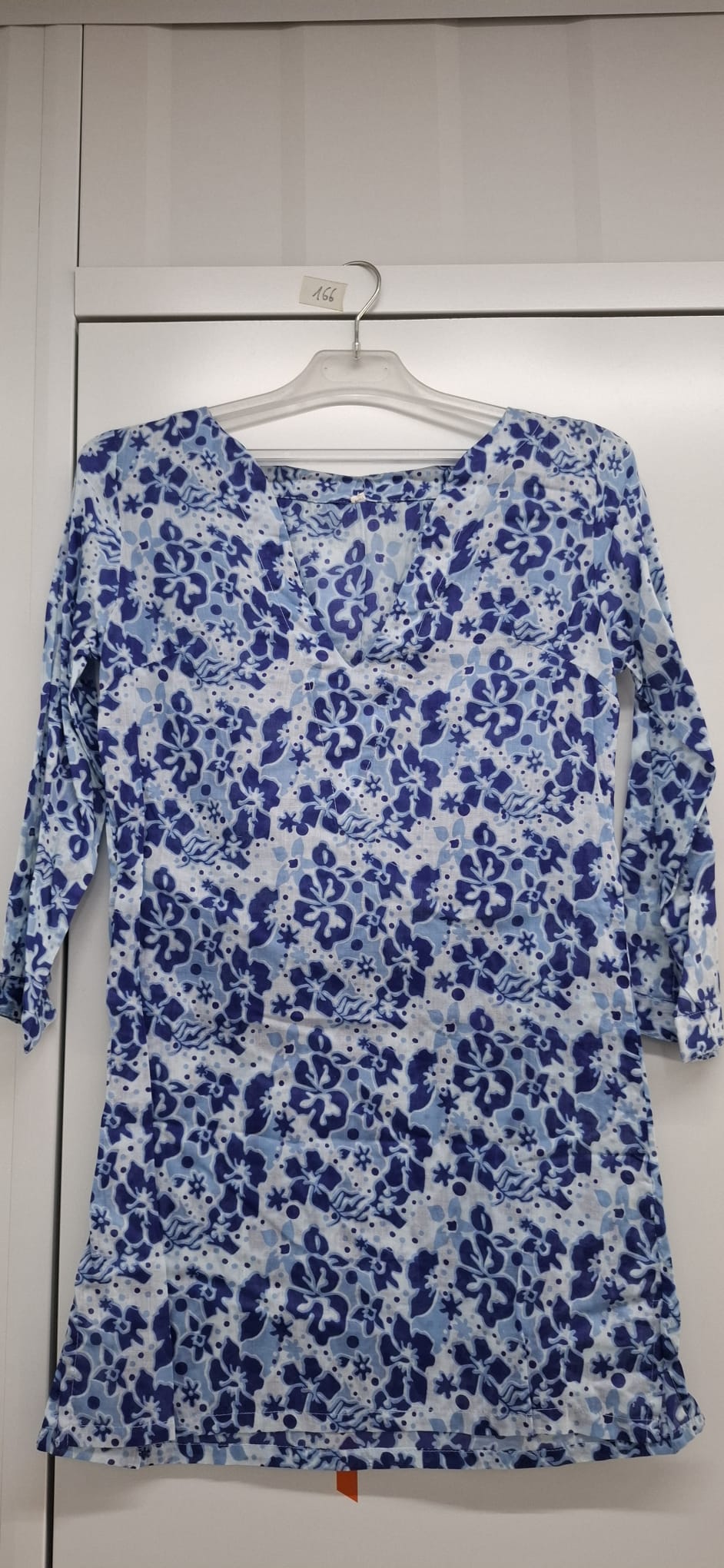 Túnica Azul Estampado Floral Hibisco