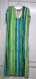 Vestido Largo Rayas Verde Azul HeBe